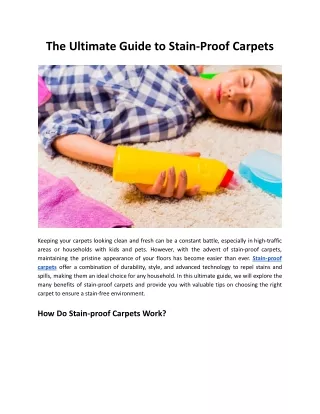 The Ultimate Guide to Stain-Proof Carpets - Rainbow Carpets