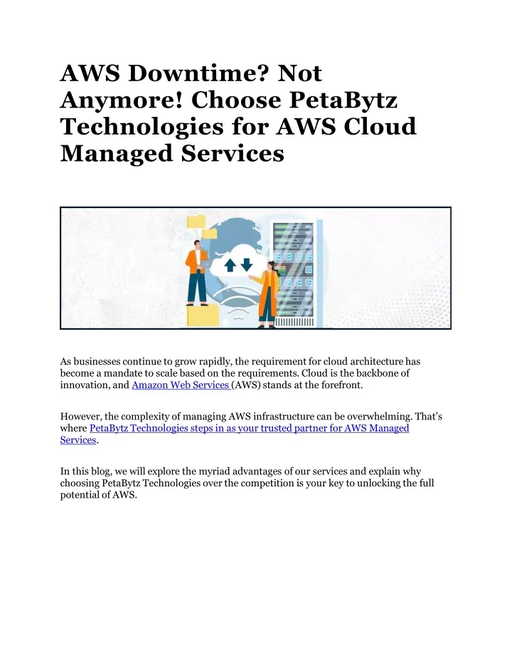 aws downtime not anymore choose petabytz technologies for aws cloud managed services