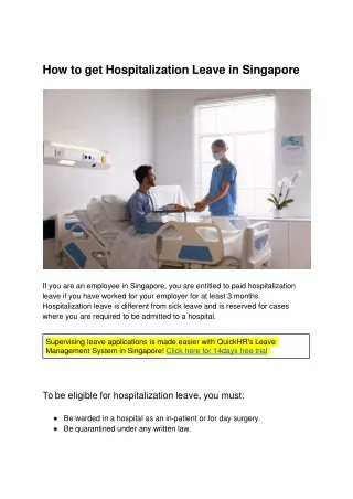 How to get Hospitalization Leave in Singapore