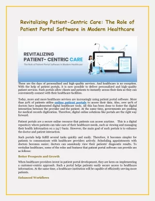 The Role of Patient Portal Software in Modern Healthcare