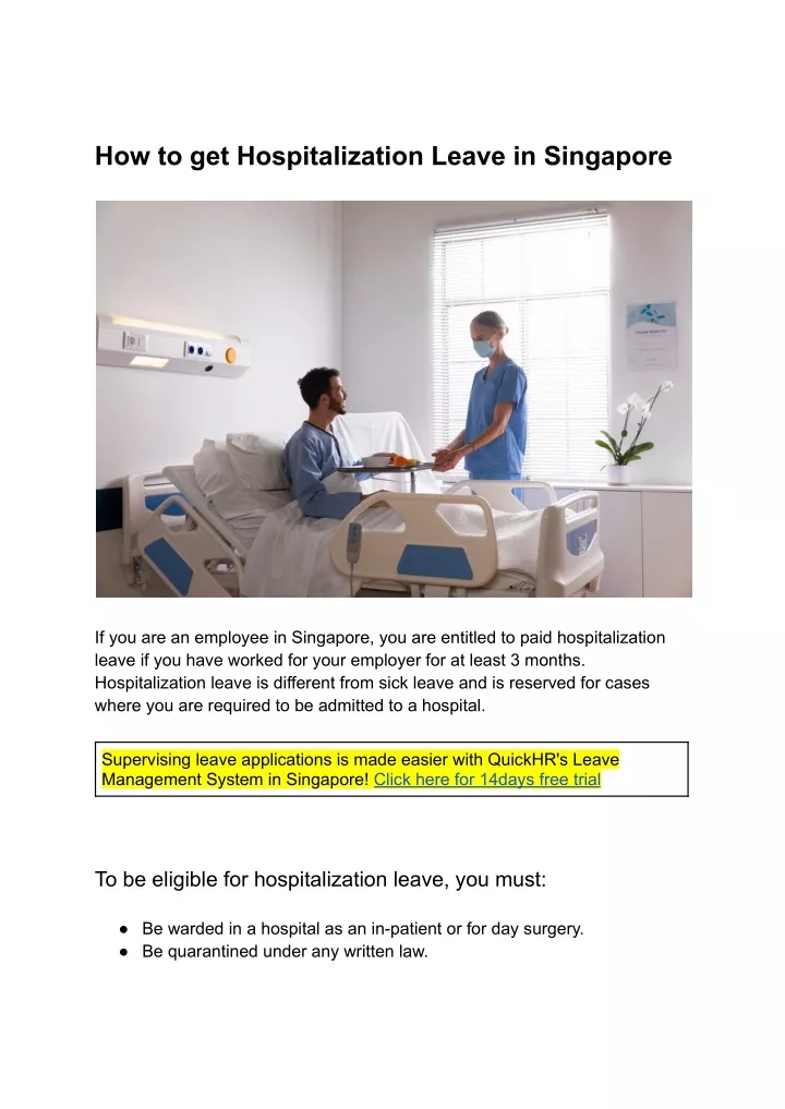 how to get hospitalization leave in singapore