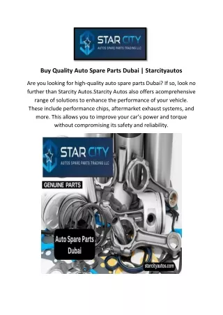 Buy Quality Auto Spare Parts Dubai | Starcityautos
