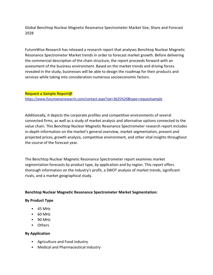 global benchtop nuclear magnetic resonance