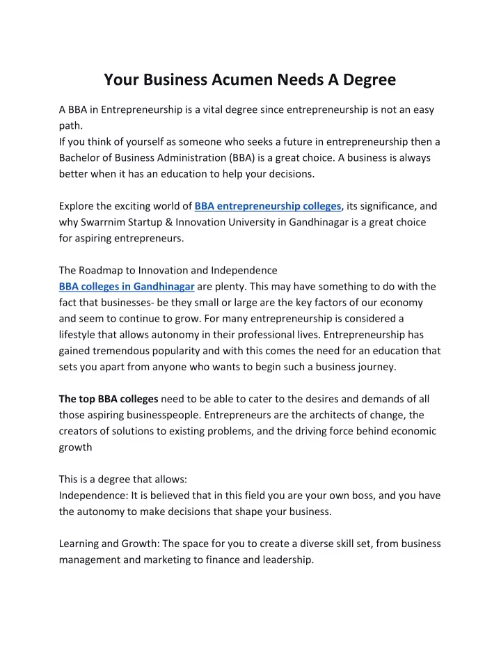 your business acumen needs a degree