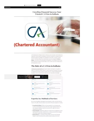 Unveiling Financial Success: Your Trusted CA Firm in Kolkata