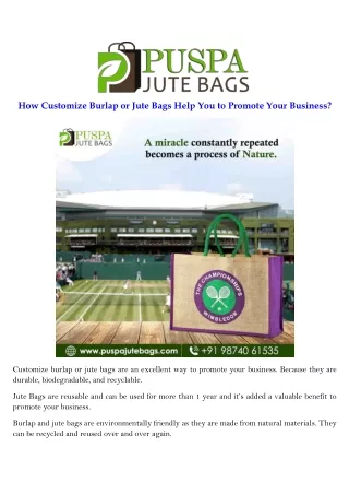 How Customize Burlap or Jute Bags Help You to Promote Your Business
