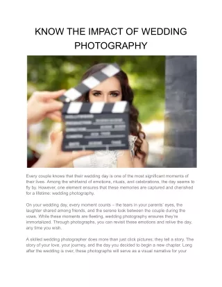 KNOW THE IMPACT OF WEDDING PHOTOGRAPHYwedding videographer in Scranton