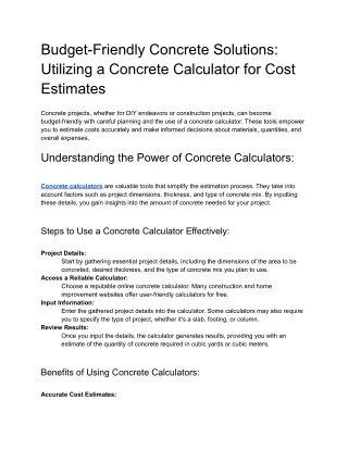 Budget-Friendly Concrete Solutions_ Utilizing a Concrete Calculator for Cost Estimates