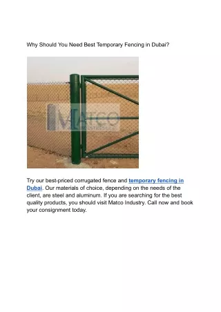 Why Should You Need Best Temporary Fencing in Dubai