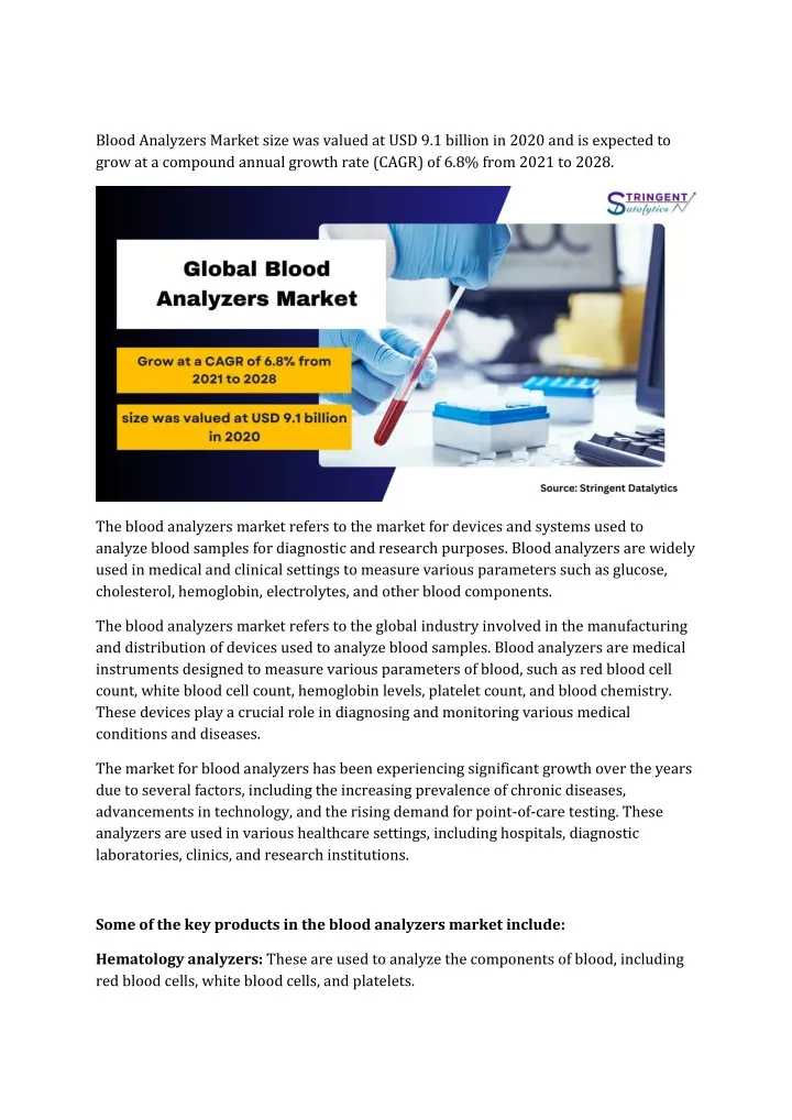 blood analyzers market size was valued