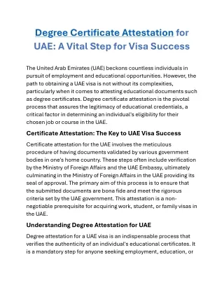 Degree Certificate Attestation for UAE