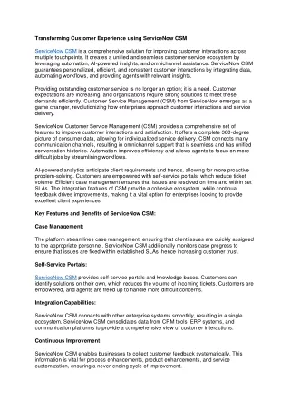 transforming customer experience using servicenow