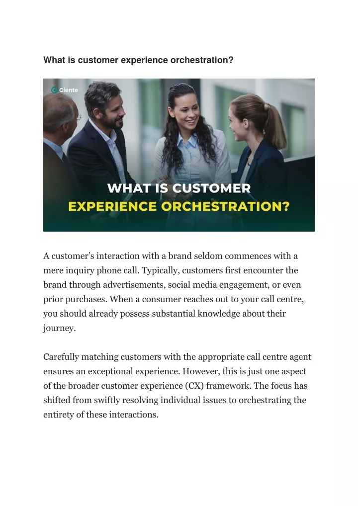 what is customer experience orchestration