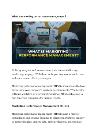 what is marketing performance management