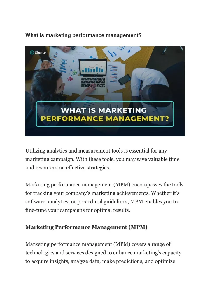 what is marketing performance management