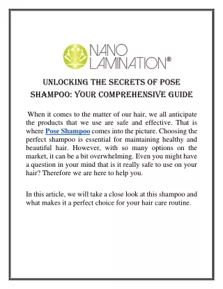 Unlocking the Secrets of Pose Shampoo Your Comprehensive Guide