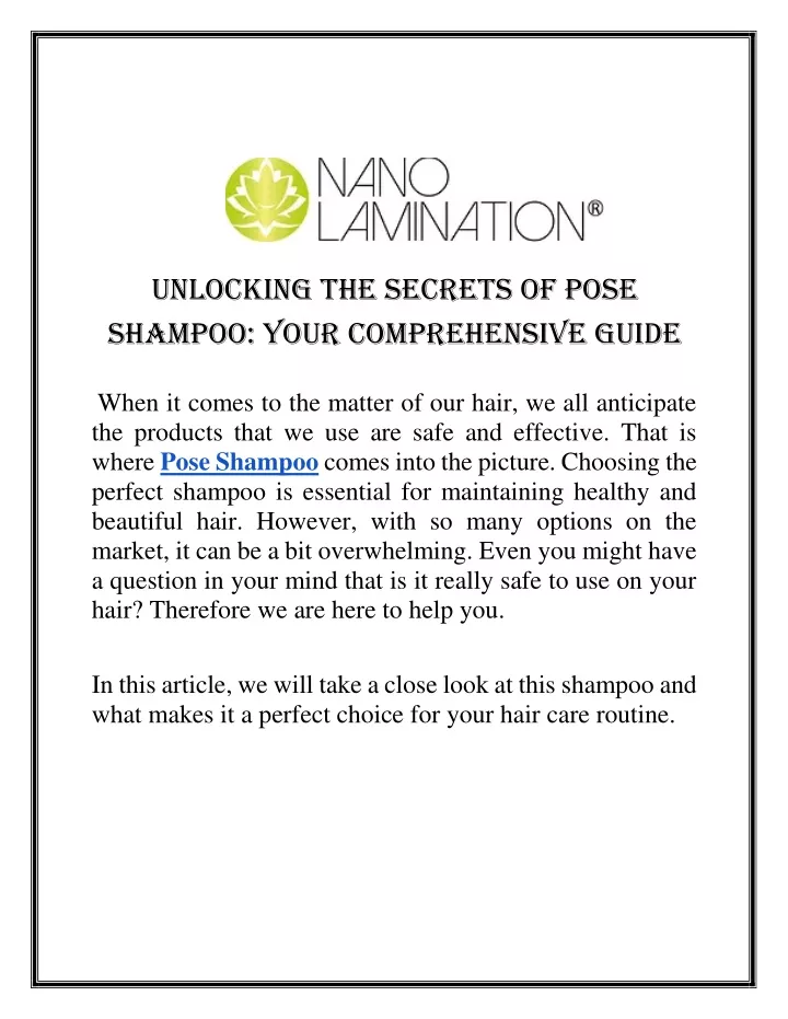 unlocking the secrets of pose shampoo your