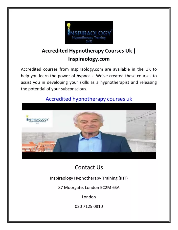 accredited hypnotherapy courses uk inspiraology