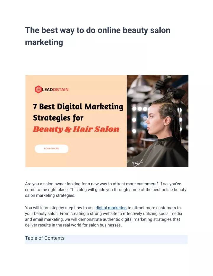 the best way to do online beauty salon marketing