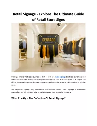 Retail Signage - Explore The Ultimate Guide of Retail Store Signs