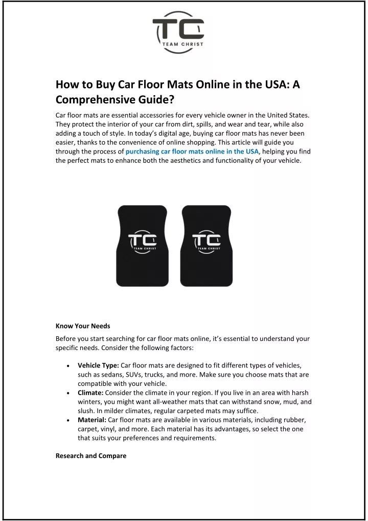 how to buy car floor mats online