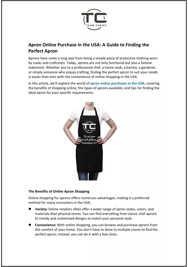 apron online purchase in the usa a guide