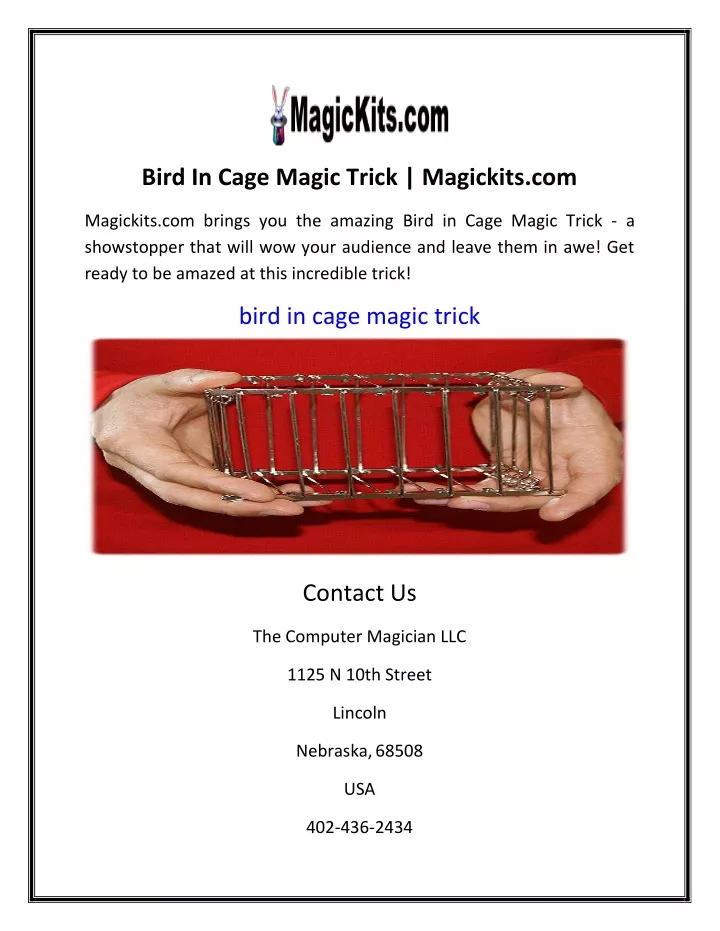 bird in cage magic trick magickits com