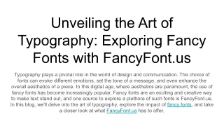 Unveiling the Art of Typography_ Exploring Fancy Fonts with FancyFont.us