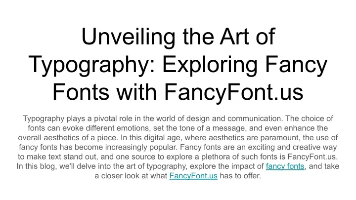 unveiling the art of typography exploring fancy