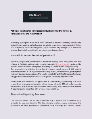 artificial intelligence in cybersecurity