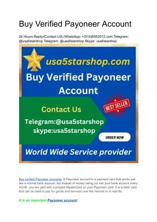 Buy Verified Payoneer Account