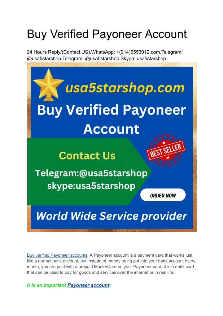 buy verified payoneer account