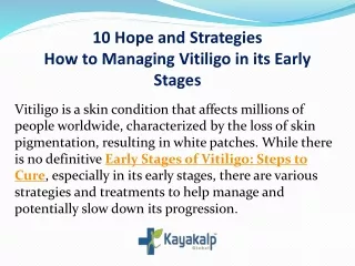 10 Hope and Strategies How to Managing Vitiligo in its Early Stages
