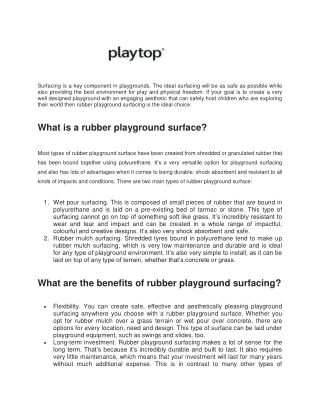 surfacing is a key component in playgrounds