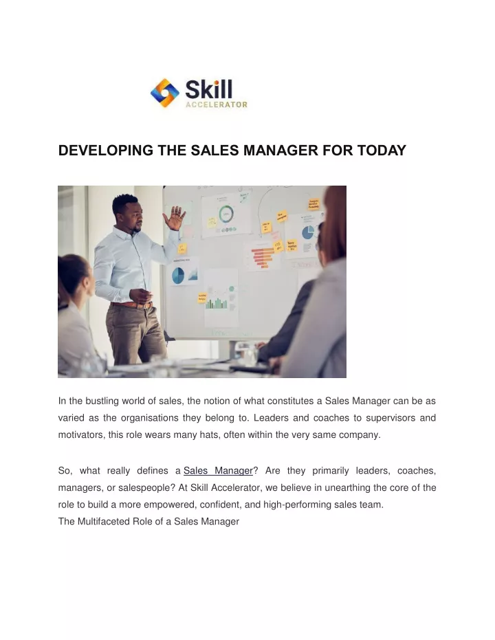 developing the sales manager for today