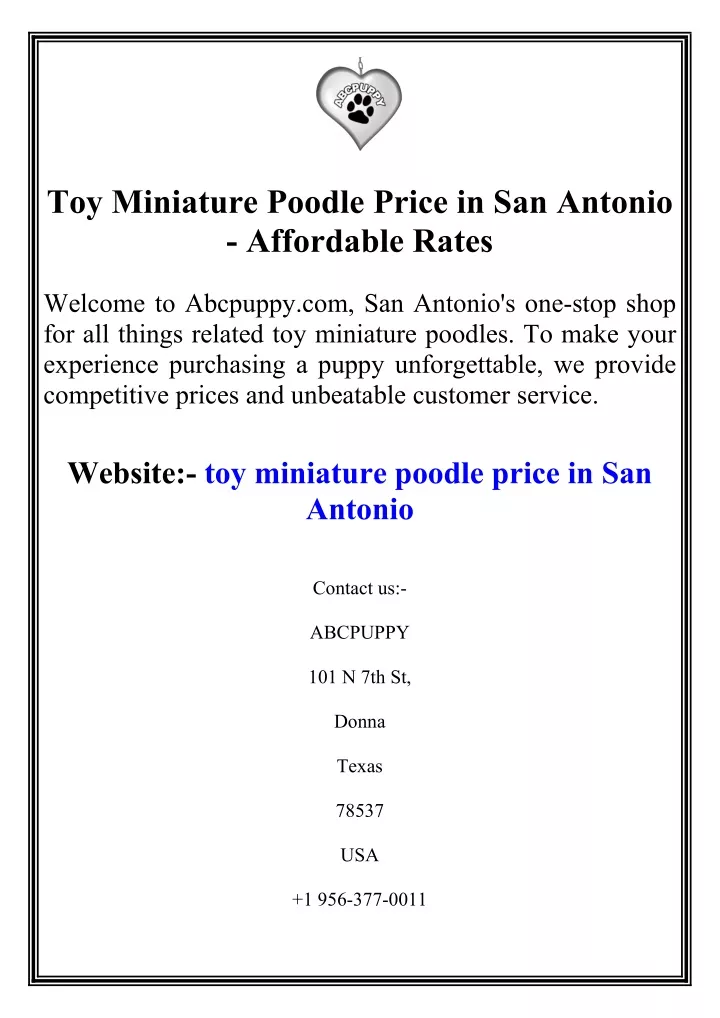 toy miniature poodle price in san antonio