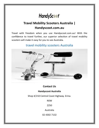 Travel Mobility Scooters Australia  Handyscoot.com