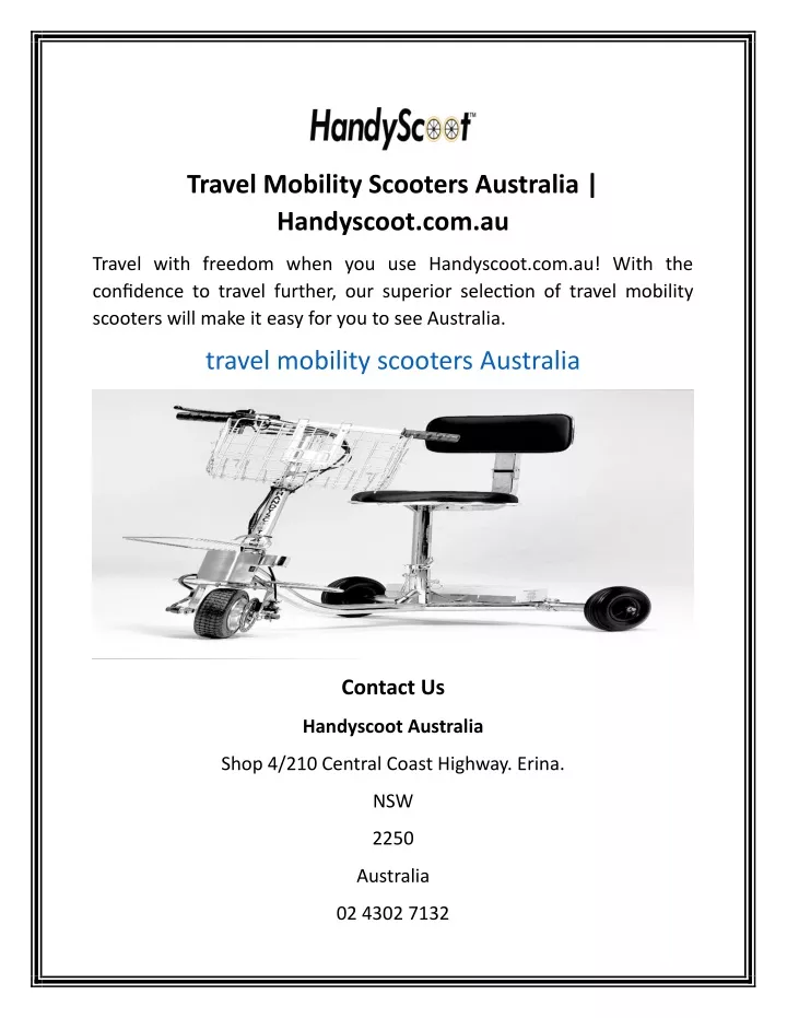 travel mobility scooters australia handyscoot