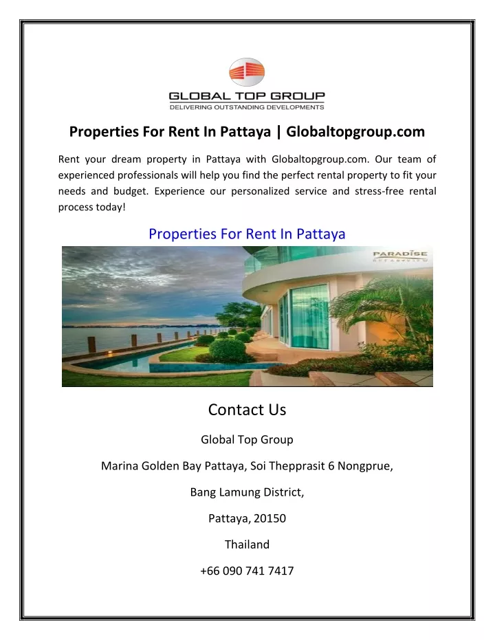properties for rent in pattaya globaltopgroup com