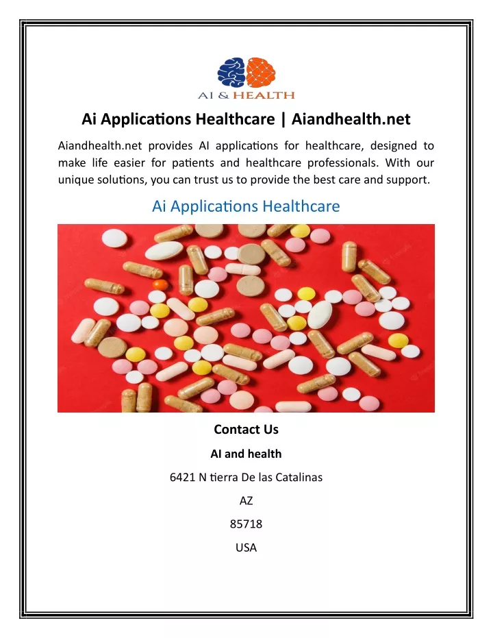 ai applications healthcare aiandhealth net