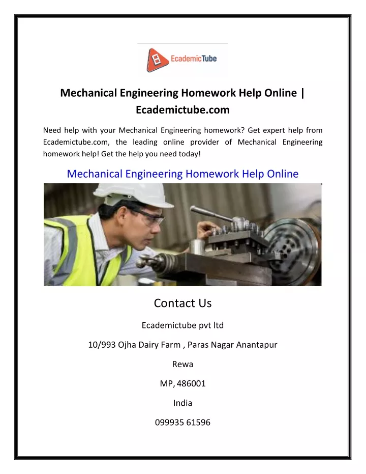 mechanical engineering homework help online