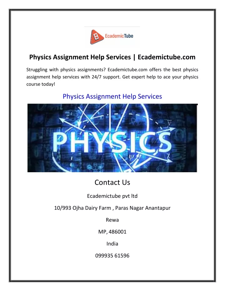 physics assignment help services ecademictube com