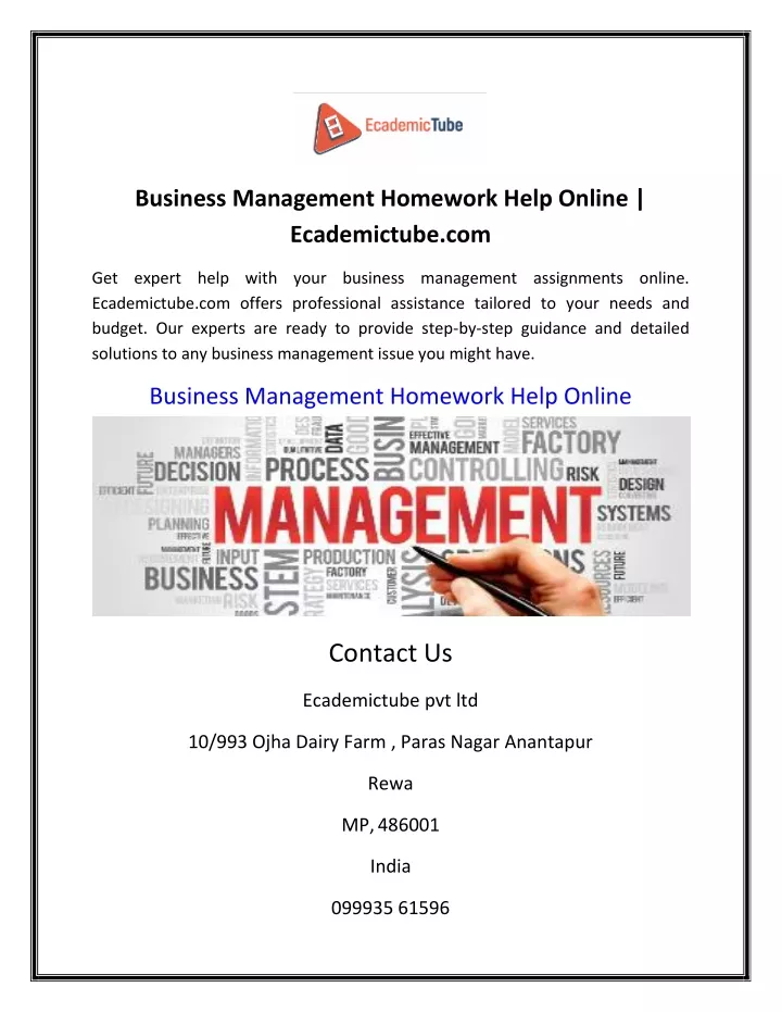 business management homework help online