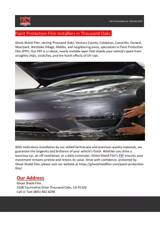 Paint Protection Film Installers in Thousand Oaks