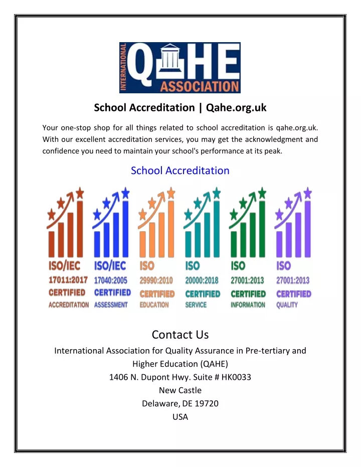 school accreditation qahe org uk