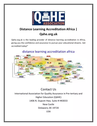 distance learning accreditation africa qahe org uk