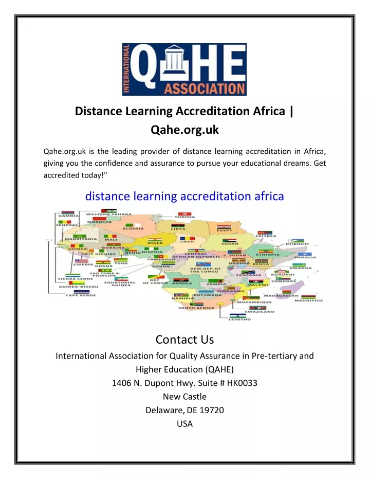 distance learning accreditation africa qahe org uk