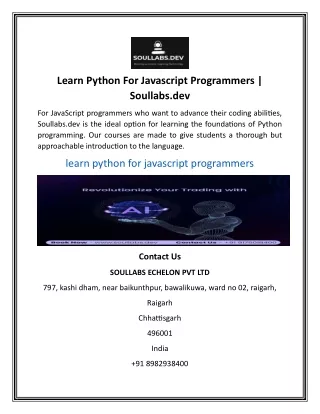 Learn Python For Javascript Programmers  Soullabs.dev