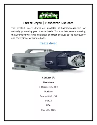 freeze dryer hashatron usa com