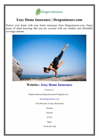 Easy Home Insurance  Dragoninsure.com